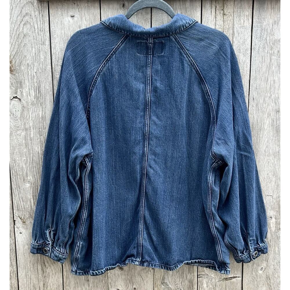 Torrid Tencel Chore Jacket Womens Sz 1 Dark Blue Long Sleeve Button Up Western - Picture 5 of 5